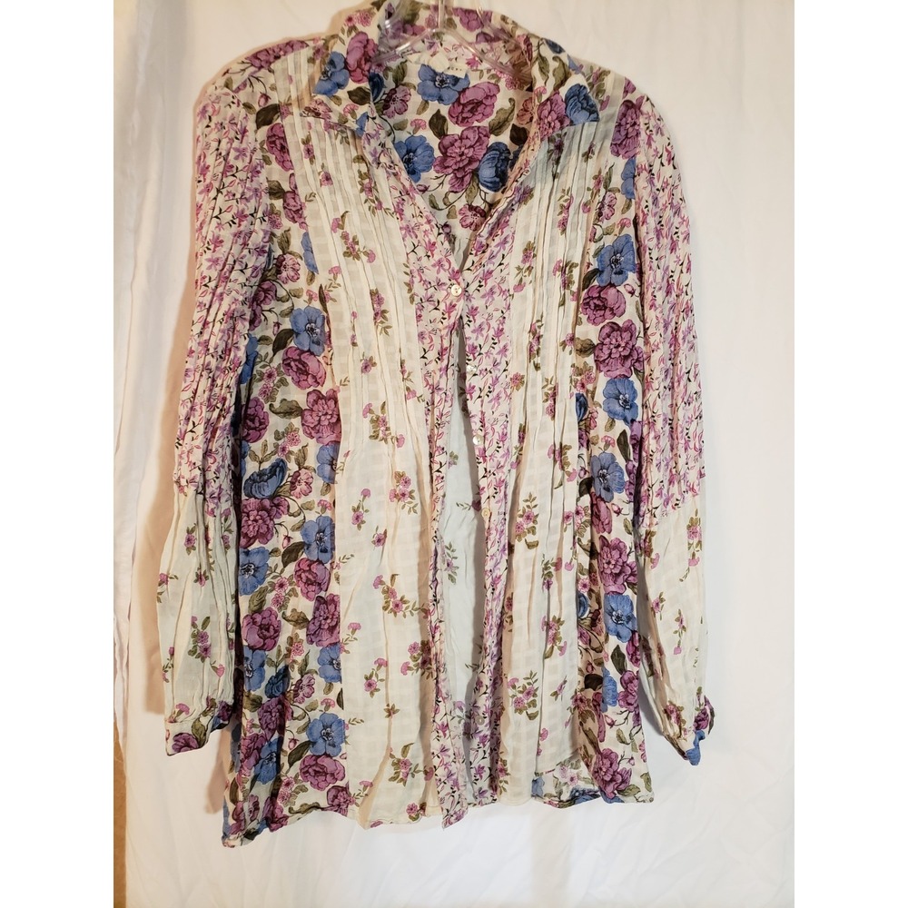 Women's Jane And Delancey Multicolor Floral Long Sleeve Blouse Size M